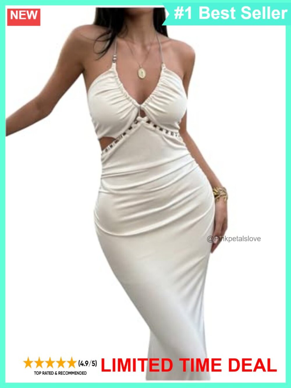 Women's Summer Maxi Dress V Neck Spaghetti Strap Bodycon Beach Vacation
